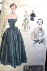 4048 '50 VOGUE DROP WST STRAPLESS FLARE GOWN,CAPELET PATTERN 12
